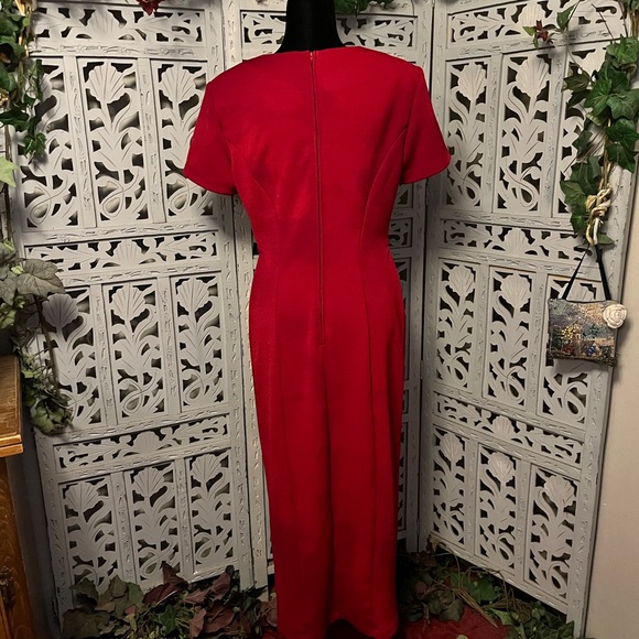 SCARLETT Daring dark red rose colored short sleeve semi formal maxi dress - Picture 8 of 11